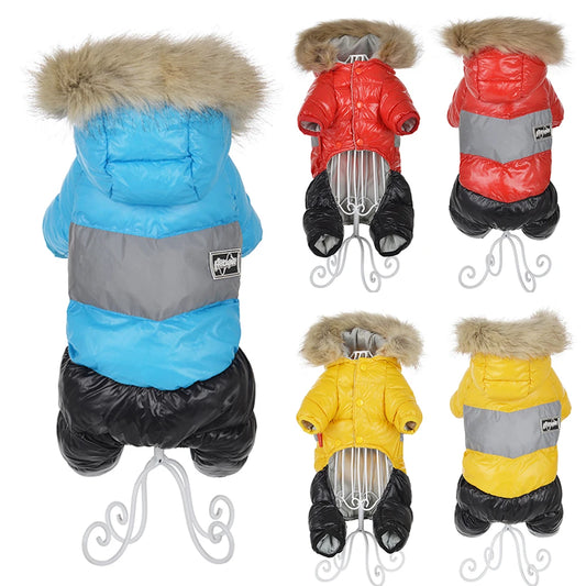 the DOWNYPAW WINTER HOODIE - Winter Warm Dog Clothes for Small Dogs, Chihuahua Waterproof Hooded Puppy Down Jacket, French Bulldog Hoodies/Jumpsuit/Overalls