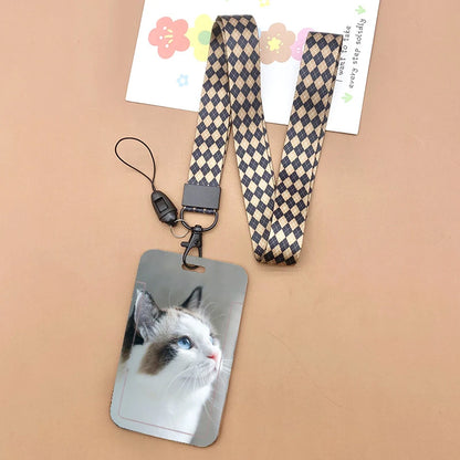 Cat and dog pattern Bank Credit ID Card Student Bus Card Holders Storage Protective Shell Pendant