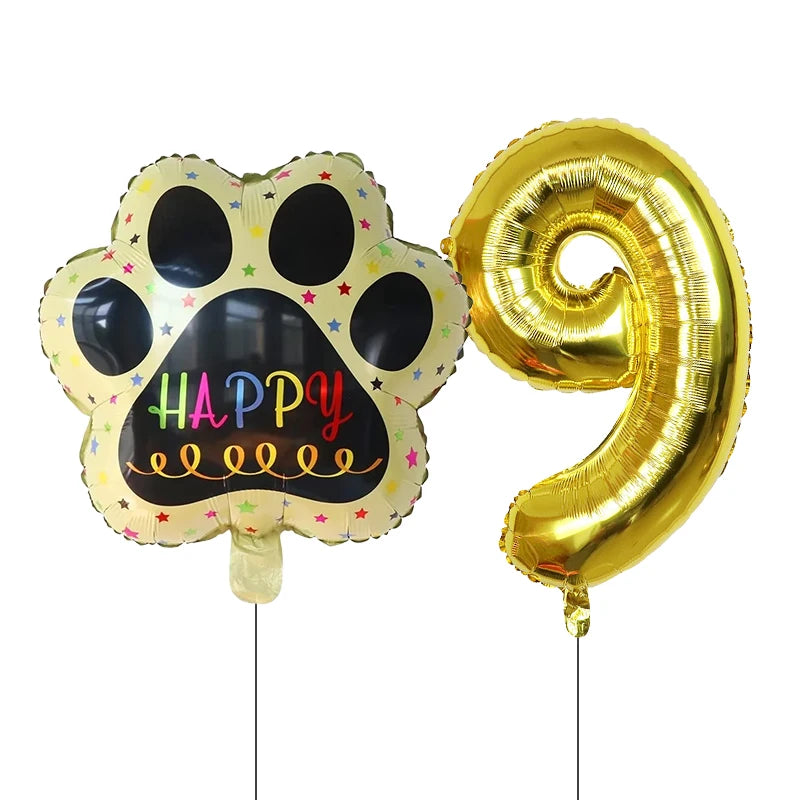 2 pieces/set Let us Pawty Big Dog PAWS Aluminum Balloons 30 inch figure 1 2 3 4 year old birthday party decoration Balloon Baby