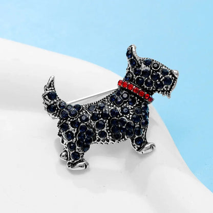 SKEDS Women Men Cute Cartoon Dog Full Crystal Creative Brooches Pins Luxury Rhinestone Exquisite Animal Badges Accessories