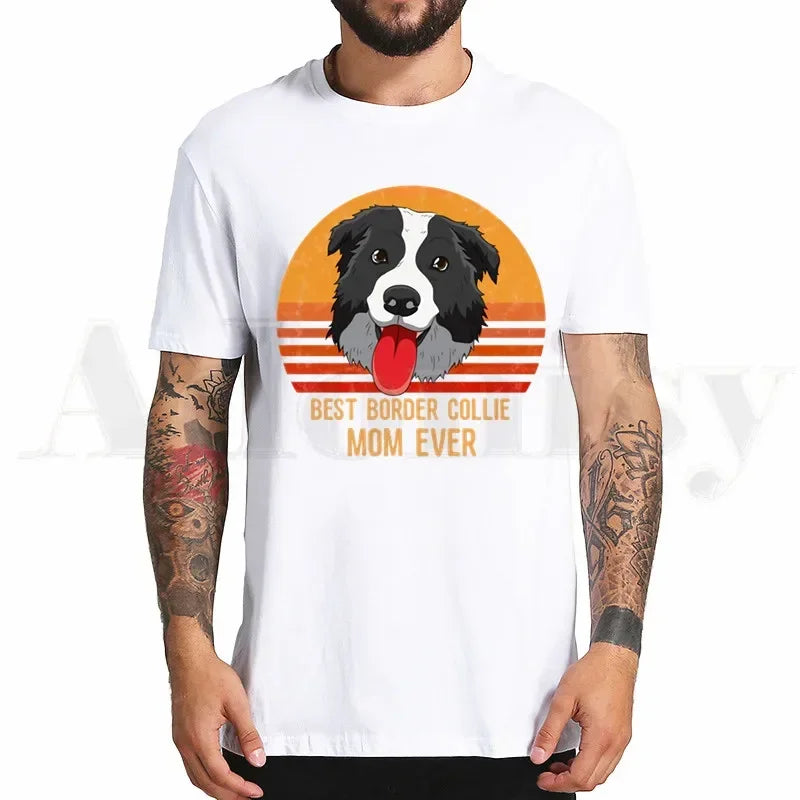 the BORDER COLLIE - Border Collie Print T-Shirt, Hip Hop Girl Print Top Tees, Harajuku Dog Cartoon Funny Kawaii Art T-Shirts, Men Fashion Summer T-Shirts