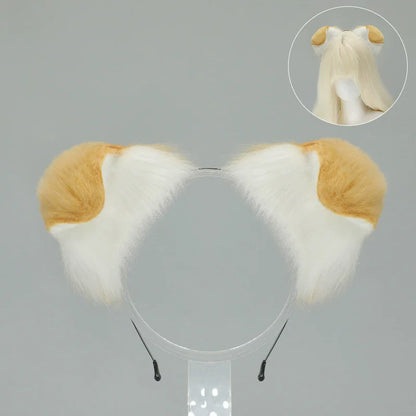 New Anime Handmade Kawaii Dog Furry Ears Headband Night Party Simulated Cute Wolf Dog Ears Cosplay Props