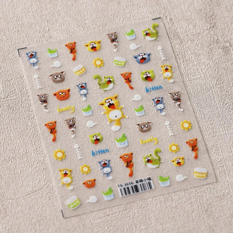 Colorful Balloon Cute Puppy Flower Cherry Bowknot Love Happy Dog Animal Self Adhesive Nail Art Sticker Decoration Manicure Decal