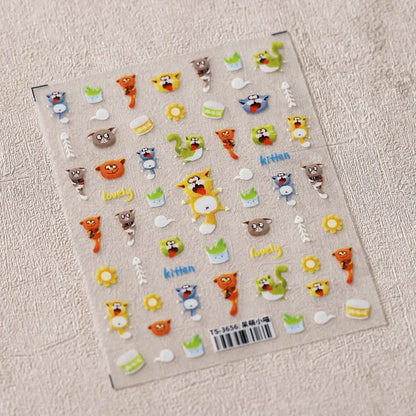 Colorful Balloon Cute Puppy Flower Cherry Bowknot Love Happy Dog Animal Self Adhesive Nail Art Sticker Decoration Manicure Decal