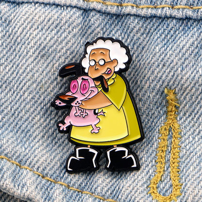 Cowardly Hero Dogs Enamel Pins Anime Figures Badges Metal Lapel Brooch For Backpacks Brooches Fashion Jewelry Accessories Gifts