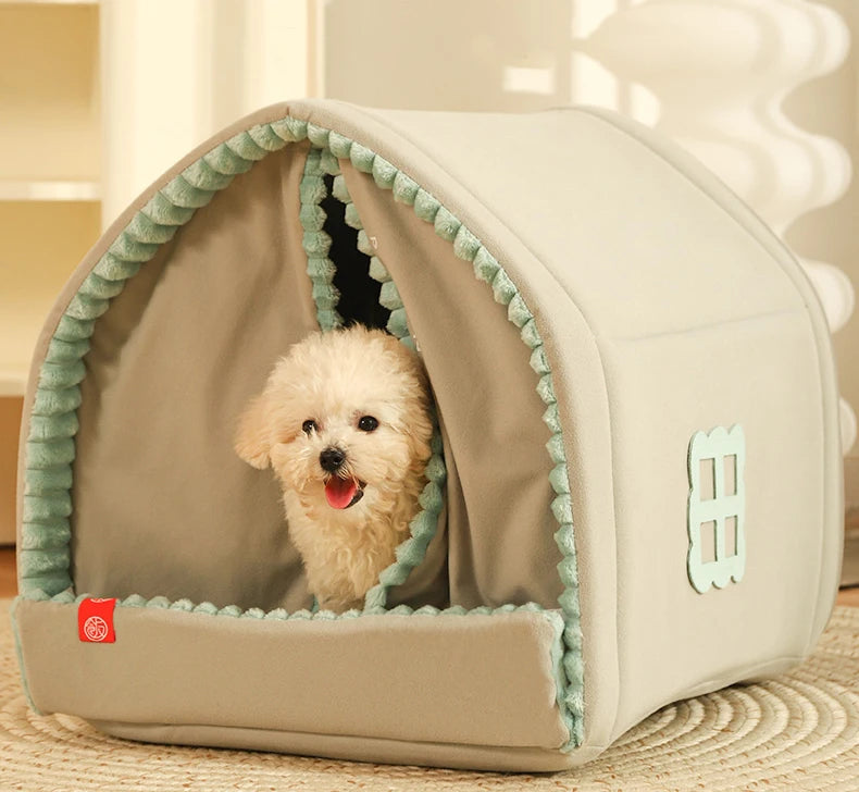 HOOPET  Closed Dog House Winter Windproof Nest for Dogs Cats with Door Curtain Outdoor Portable Cat Tent  Dog Villa Sleep Kennel