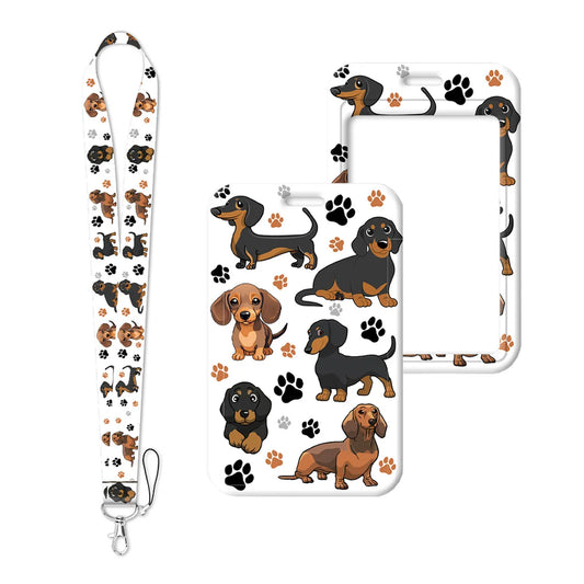 Cute Cartoon Pet Dogs Lanyard Neck Strap Keychain Card Cover Badge Holder Mobile Phone Hang Rope Keyring Anime Accessories Gifts