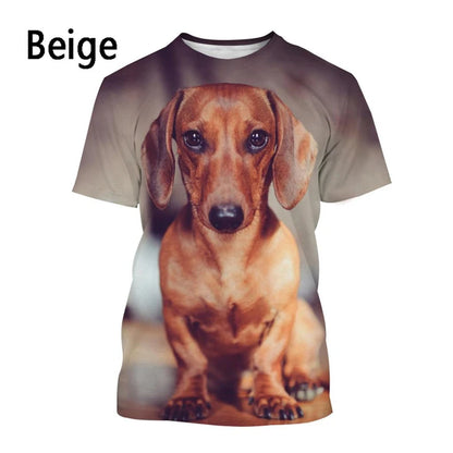 the DACHSHUNDS - Dachshund 3D Printed T-Shirt, Men/Women Summer Funny Dog Graphic T-Shirts, Casual Harajuku Style Kids O-Neck Tee Tops Clothing