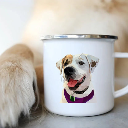 Cute Dog Printed Enamel Coffee Tea Mugs Office Home Party Beer Drink Cola Cups Funny Handle Camping Water Mug Best Friend Gifts