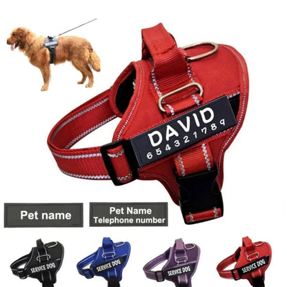 Dog Harnas No Pull Reflective Breathable Adjustable Pet Harnas Dog Vest Id Custom Name tag outdoor dog walking supplies