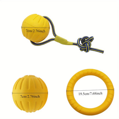 3/4pcs Interactive Dog Toy Set Flying Disc Rope Ball Bite Resistant EVA Material for Aggressive Chewers Large Breed Dog Training
