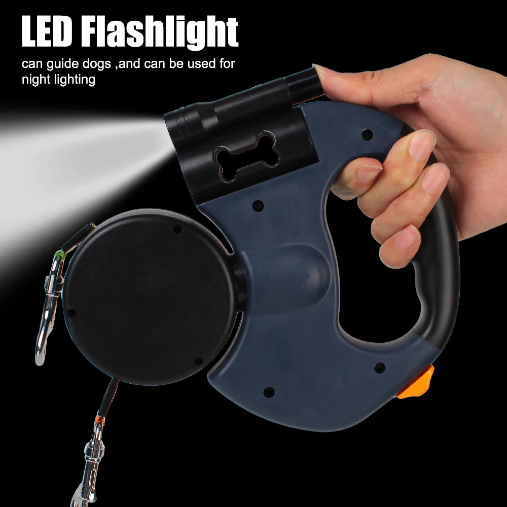 the NO-TANGLE LIGHTPATH LEASH - Premium 3M Retractable Double Dog Leash for Small Dogs, Reflective 360 Swivel No Tangle Walking Pet Lead with LED Lights