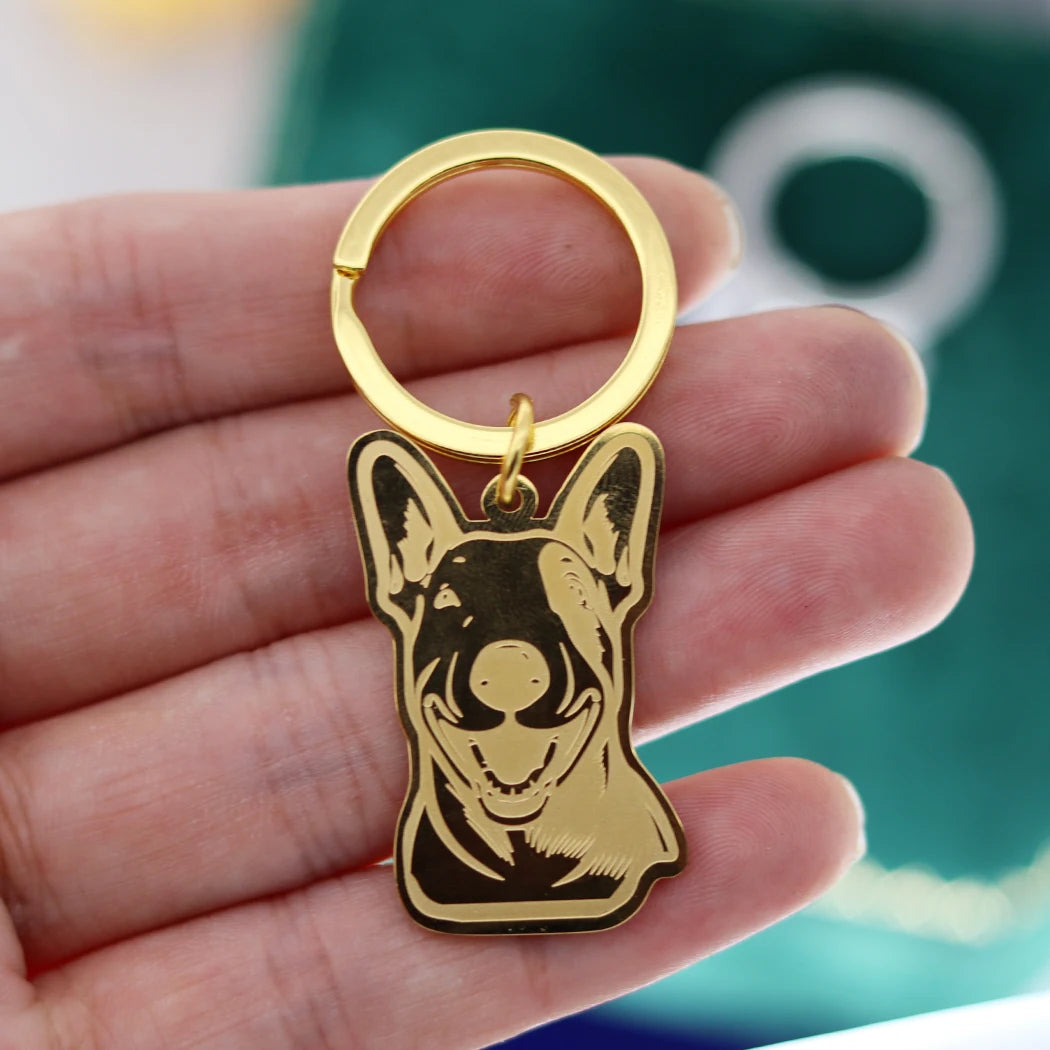 Stainless Steel Charms French Bulldog Dog Men's Trendy Punk Keychain for Women Men Jewelry Kids Gifts Key Bag Deco Accessories