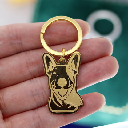 Stainless Steel Charms French Bulldog Dog Men's Trendy Punk Keychain for Women Men Jewelry Kids Gifts Key Bag Deco Accessories