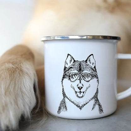 Personalized Mug Coffee Cups Funny Glasses Dog Print Coffee Mugs Sketch Bulldog Creative Enamel Cups Beer Cup Unusual Tea Cup