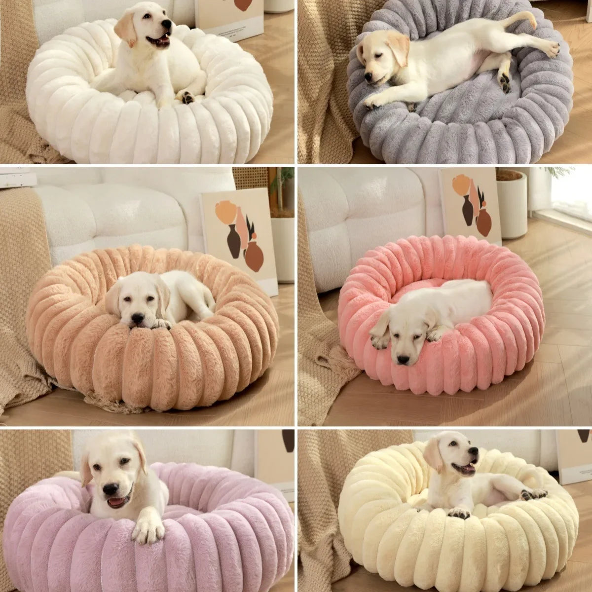 Home Plush Pet Nest Winter Cat Dog Bed Warm Detachable and Washable Round Cat Nest Pet Bed Seasonal Universal Decoration