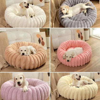 Home Plush Pet Nest Winter Cat Dog Bed Warm Detachable and Washable Round Cat Nest Pet Bed Seasonal Universal Decoration