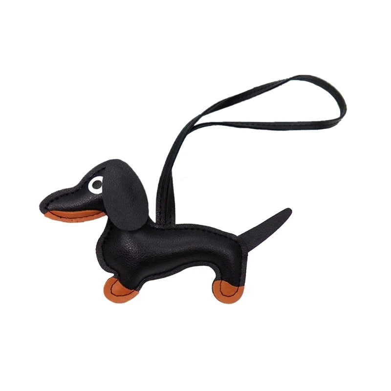 Mini Dachshund Dog Keychain  PU Leather Animals Keyring Hanging Ornament Backpack Handbag Charm Gift for Men Women