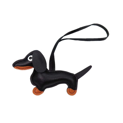 Mini Dachshund Dog Keychain  PU Leather Animals Keyring Hanging Ornament Backpack Handbag Charm Gift for Men Women