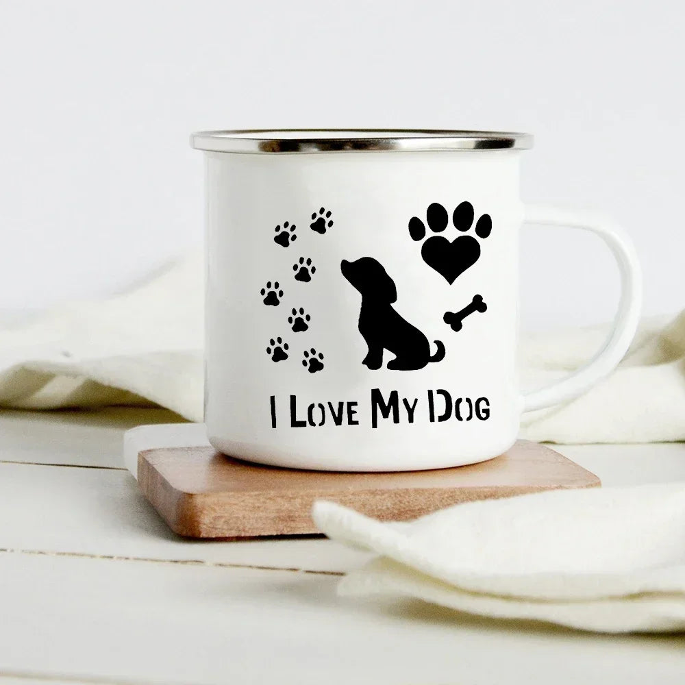 Funny Dachshund Print Creative Enamel Mug Coffee Wine Mugs Cartoon Dogs Paw Party Drink Beer Juice Milk Cups Gifts for Lover Dog