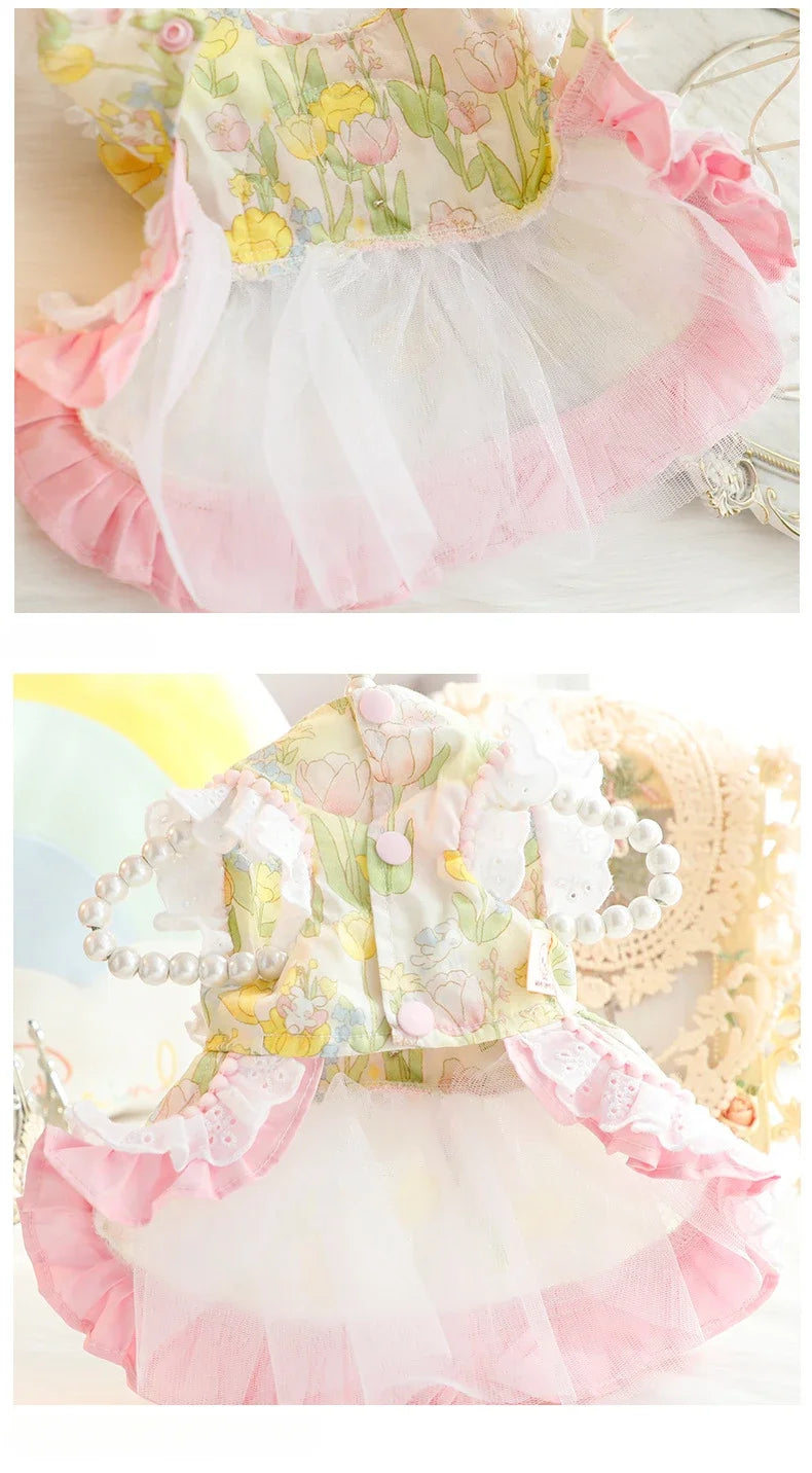 Thin Cat Princess Dress Milk Bear Fructose Lolita Small Dog Teddy Pet Clothes Spring and Summer
