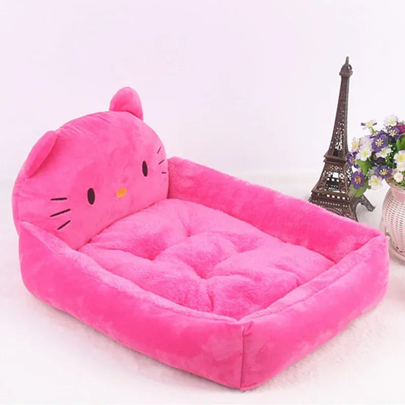 Cute Cartoon Pet Beds for Small Medium Dogs Winter Warm Puppy Cat Sofa Bed Washable Chihuahua Bulldog Kennel Mascotas Supplies