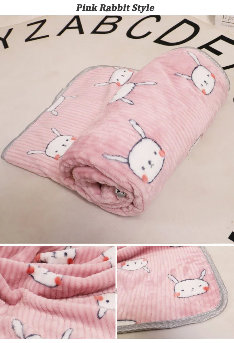 Soft Fluffy Flannel Dog Blanket Cute Cartoon Print Pet Bed Sheet Mat Warm Breathable Cat And Dog Sleeping Blankets Pet Supplies