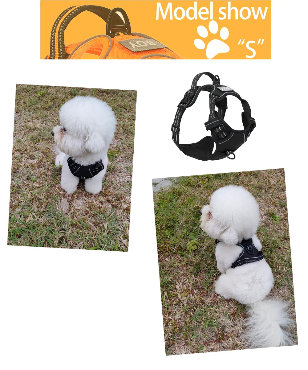 the REFLECTAGUARD PADDED HARNESS - Dog Harness, Pet Harness with Pull - 1 Leash Clip, Adjustable Padded Dog Vest, Reflective Non-Choking Pet Vest with Free Nameplate