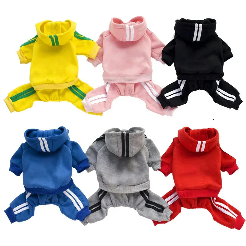 4 Legs Sweatshirt Fashion Stripes Puppy Clothes Soft Warm Pullover Dog Winter Jumpsuit Dog Hoodies for Small Medium Dogs Cats