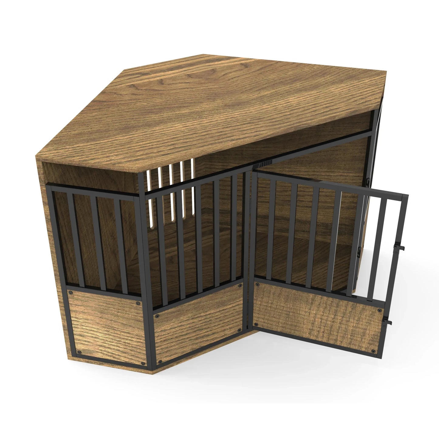 the CORNER CRATE - Furniture Style Wooden Pet Crate Corner Table, Heavy Duty Large Dog Cage Kennel