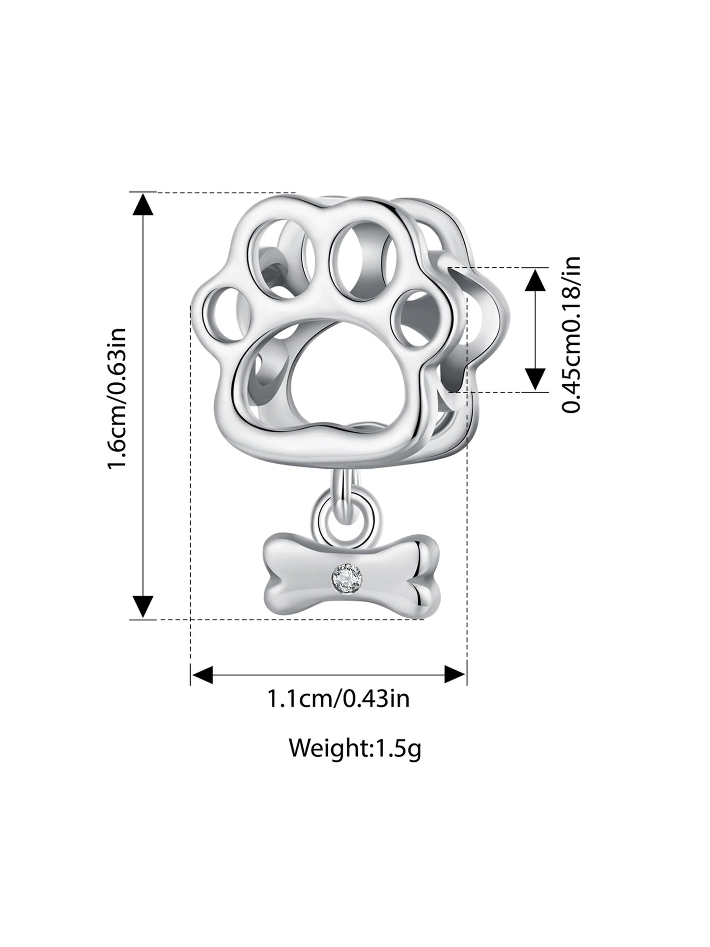 WOSTU 925 Sterling Silver Pet Dog Charm Pomeranian Pendant Yorkshire Terrier Locket Cute Original Fit for Women Bracelet DIY