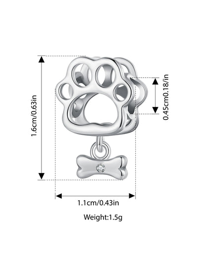 WOSTU 925 Sterling Silver Pet Dog Charm Pomeranian Pendant Yorkshire Terrier Locket Cute Original Fit for Women Bracelet DIY