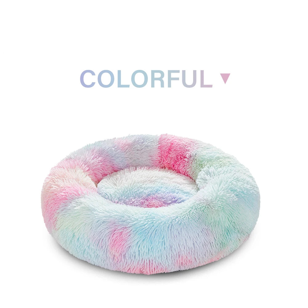 Calming Dog Bed for Small Dogs - Donut Washable Small Pet Bed, Anti-Slip Round Fluffy Plush Faux Fur Large Cat Bed
