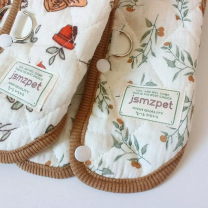 Fashion Cute Rabbit Printed Pet Dog Clothes with Velvet Jacket Pet Supplies Teddy Bear Coat Winter Warm Puppy Clothes Vest Gift