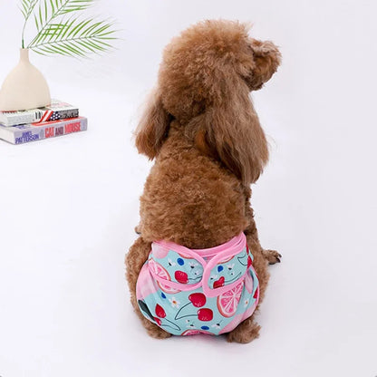 3pcs Set Washable Female Dog Physiological Pants Cute Cartoon Print Dog Diaper Underwear Dog Sanitary Panties Random Colors