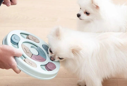 Smart Tool Food Compartments Pet Slow Feeder Wheel Puzzle Dog Feeding Tray Slow Feeder Pet Bowl for Cats Dogs Playing Toys