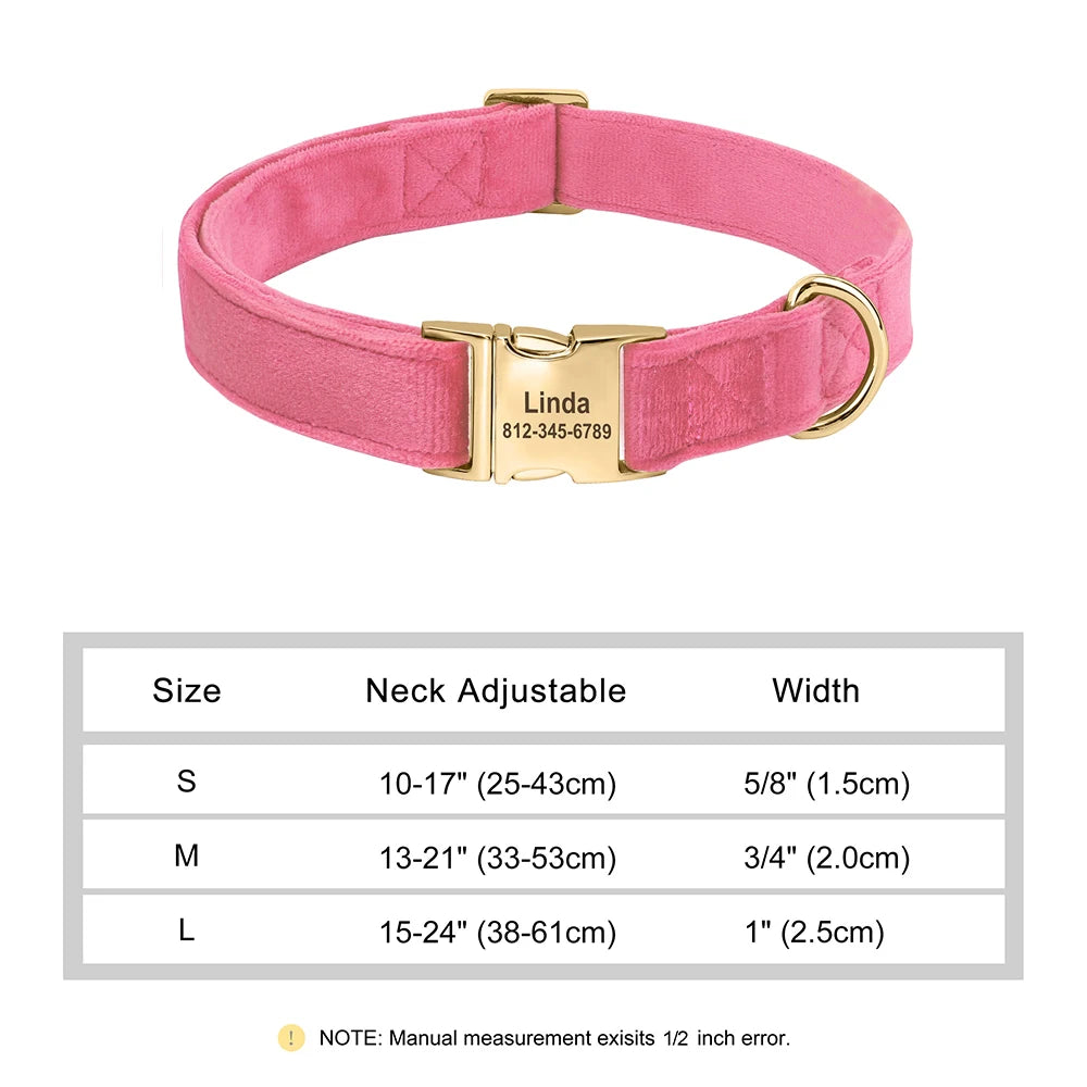 the COZY CREST PERSONALIZED COLLAR - Custom Dog Collar, Soft Velvet Dog Collars, Winter Personalized Pet ID Tag Plush Necklace for Small to Large Dogs, Pug, Free Engraving