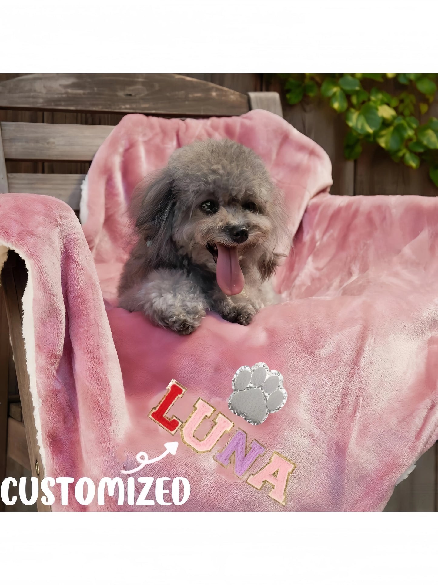 Pet Custom Name Blanket, Personalized Dog Name Blanket, Dog Memorial Blanket, Warm Dog Blanket,Letter color random