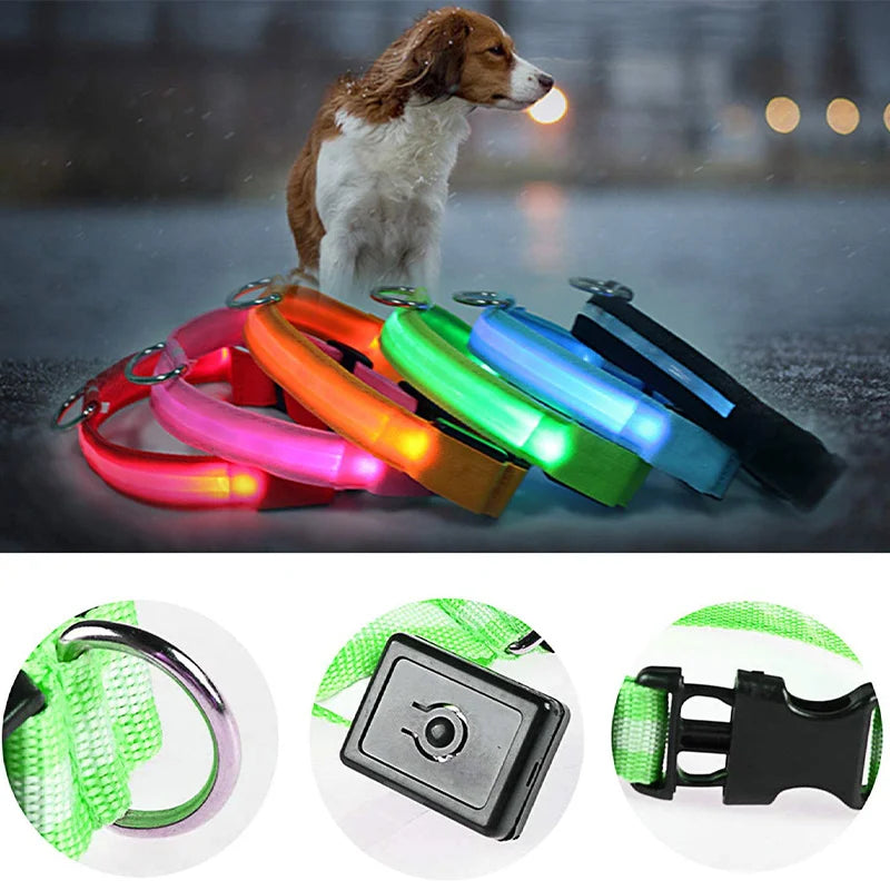 the LUXEGLOW LED SAFTERY COLLAR - USB Charging Glowing Dog Collar with Pendant, Detachable Luxury LED Light, Bright for Small Dogs/Cats, Night Safety Collar
