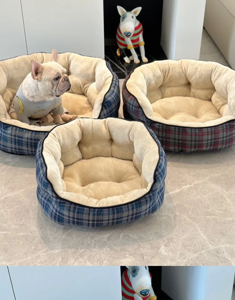 Deep Sleep Dog House High Back Warm Donut Bed for Small Medium Dogs Thick Plush Winter Bed for Teddy French Bulldog Puppies Cats