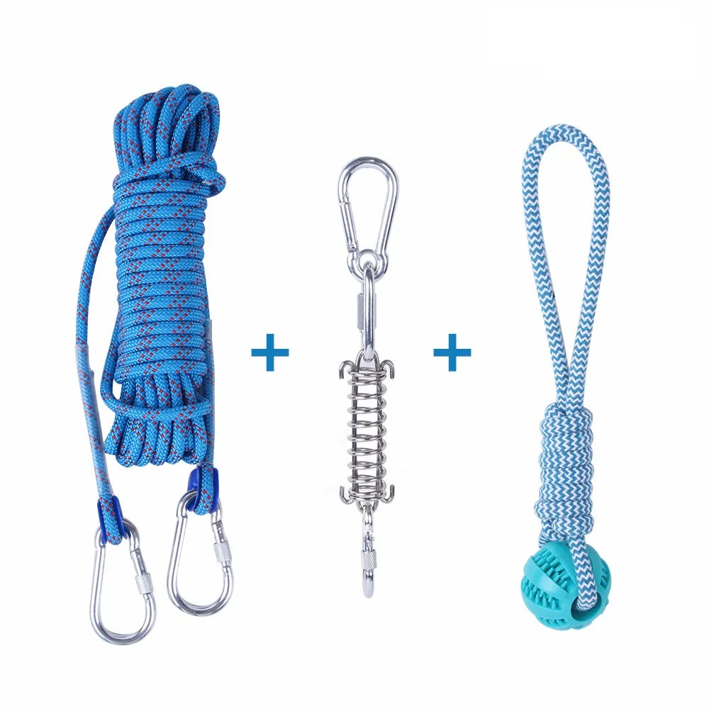 Spring Pole Dogs Toys Large Medium Dog Play Outdoor Hanging Exercise Rope Spring Pull Tug Muscle Builder Exercise Tools For Dogs
