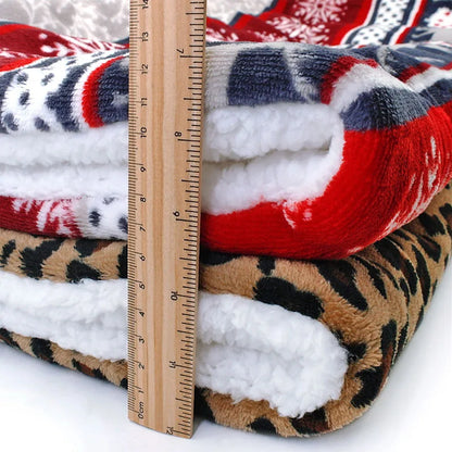 Christmas Dog Pad Thick Flannel Warm Blanket Leopard Print Blanket Dog Pad Camel Foot Pad Thick Cage Pad Pet Blanket Dog Beds