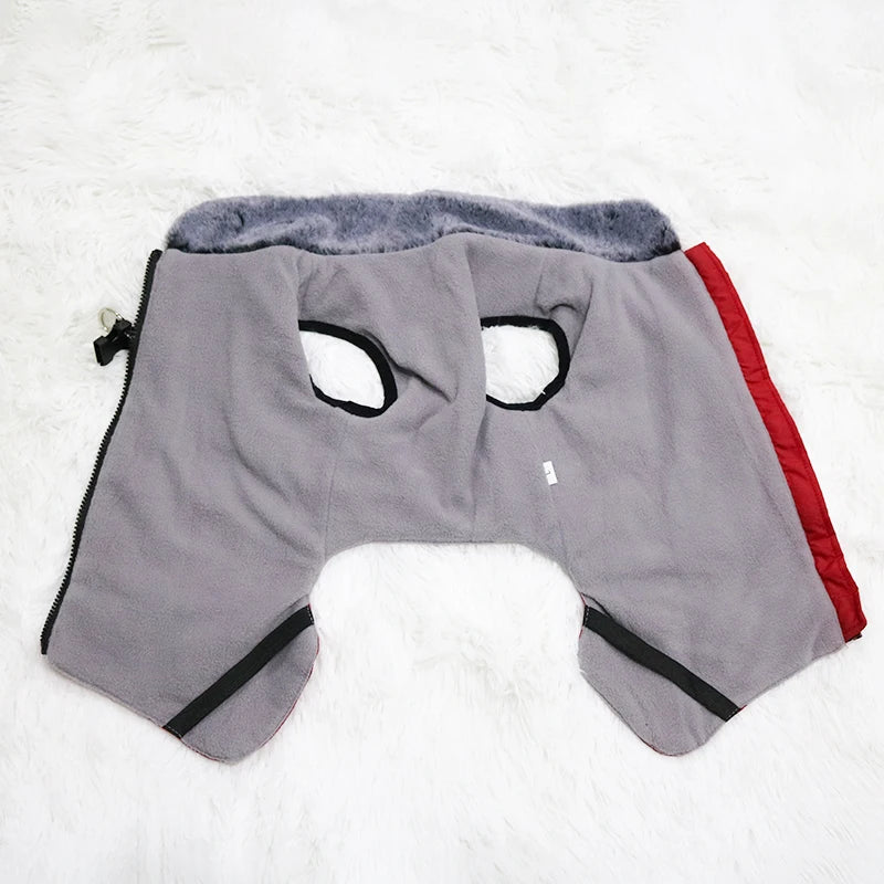 Waterproof Dog Clothes with Harness for Medium Large Dog Winter Warm Fur Collar Pet Dog Jacket Reflective French Bulldog Costume