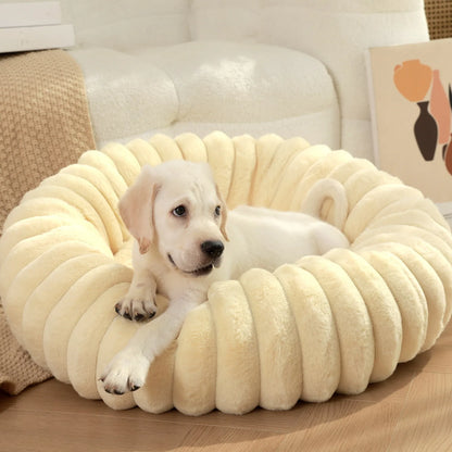 Home Plush Pet Nest Winter Cat Dog Bed Warm Detachable and Washable Round Cat Nest Pet Bed Seasonal Universal Decoration