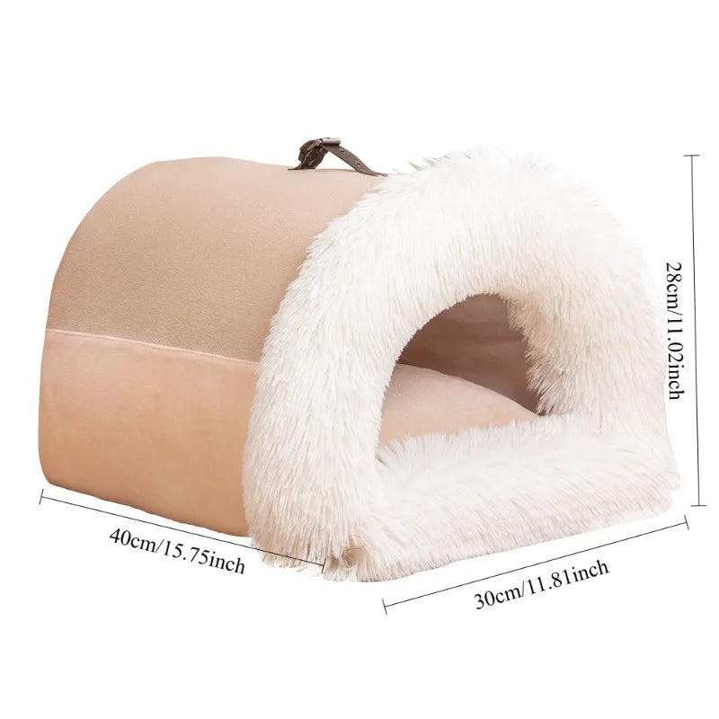 2025 New Spliced Portable Pet Nest Portable Autumn and Winter Warm Dog Kennel Moisture-proof Plush Cat Kennel Pet Supplies