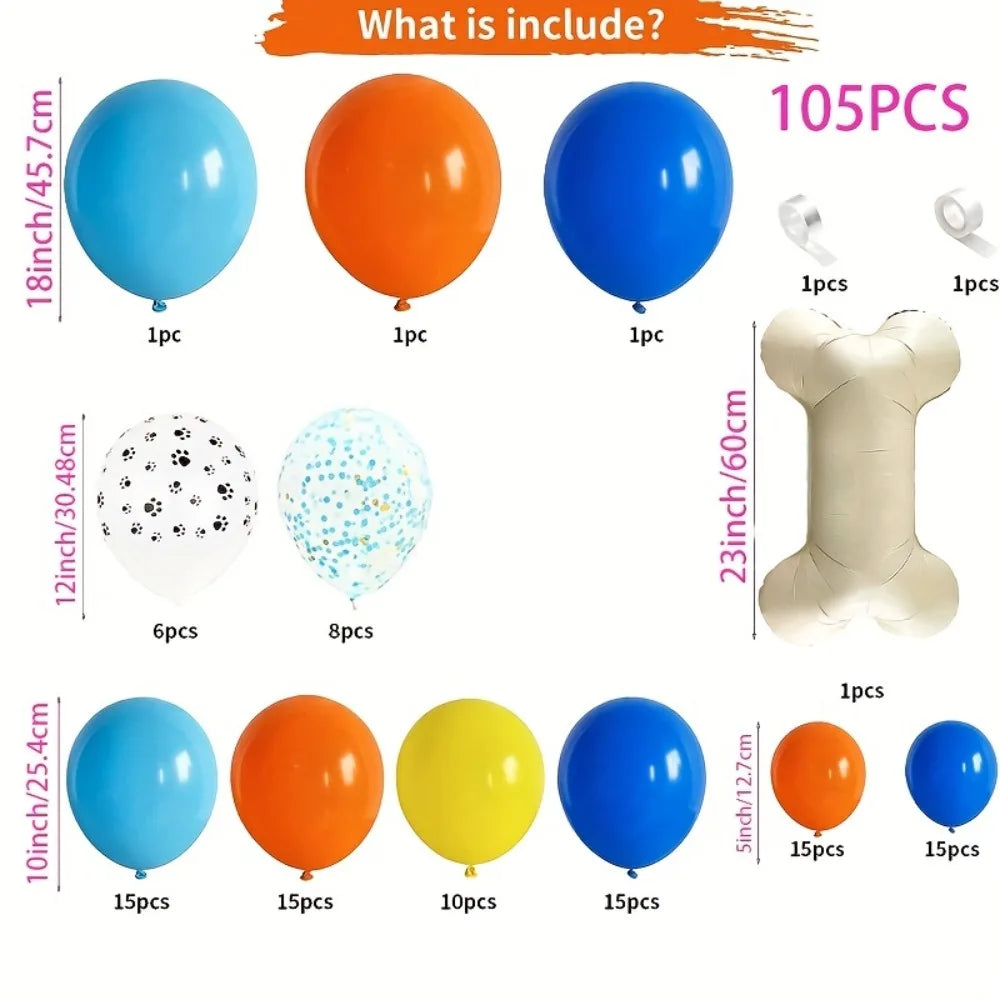 105PCS Cartoon Dog Claw Print Balloon Arch Set Happy Birthday Bath Blue Red Ni Blue Bone Party Balloon Decoration Party Needs