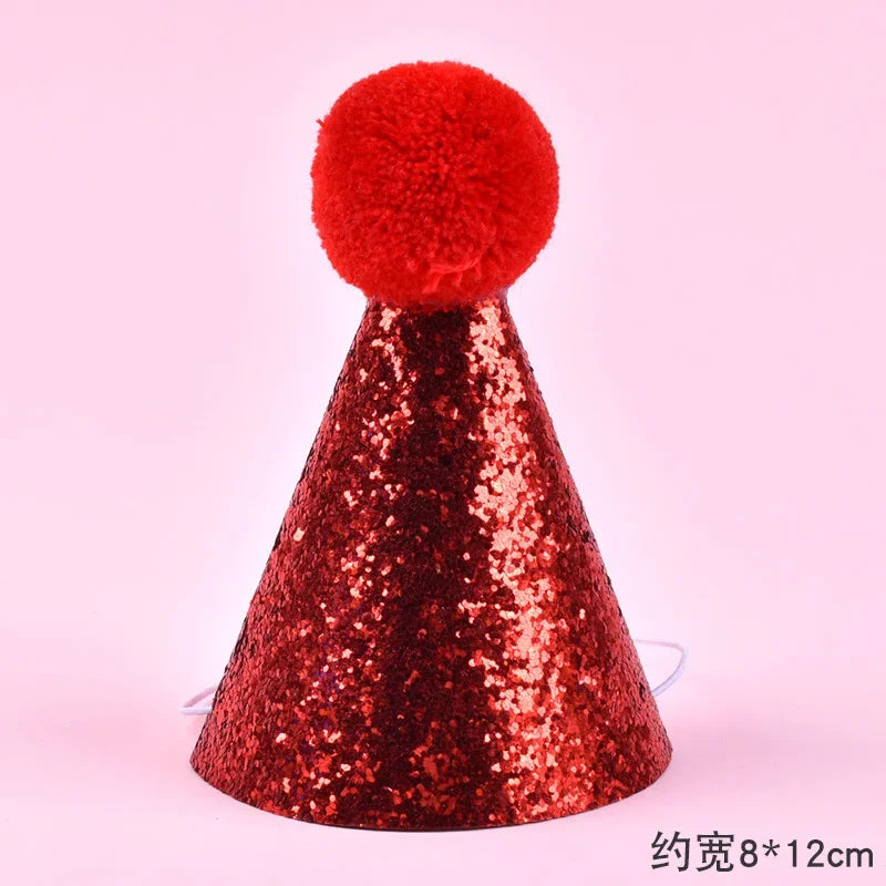 Cute Pet Birthday Caps With Bowknot Cat Dog Costume Sequin Headwear Cap Hat Christmas Party Pets Accessories Decoration
