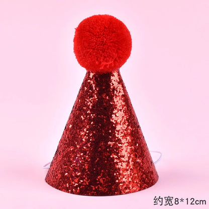 Cute Pet Birthday Caps With Bowknot Cat Dog Costume Sequin Headwear Cap Hat Christmas Party Pets Accessories Decoration