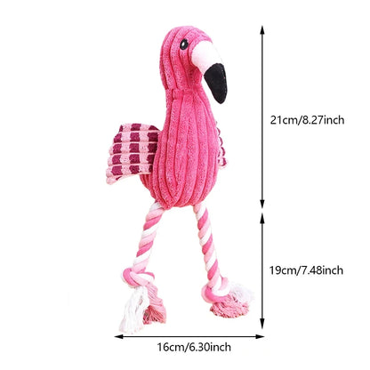 the PINK FLAMINGO - 1PC Cute Flamingo Plush Dog Toys, Funny Interactive Squeaky Chew Ropes, Toys for Small/Large Pets, Teeth Cleaning Supplies