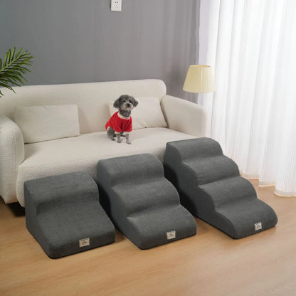 the DOGGY STAIRCASE - Non-Slip Pet Dog/Cat Ramp, Ladder Memory Foam Sponge, Older Dogs Sofa Removable and Washable Training Pet Ramp Stairs, Pet Supplies